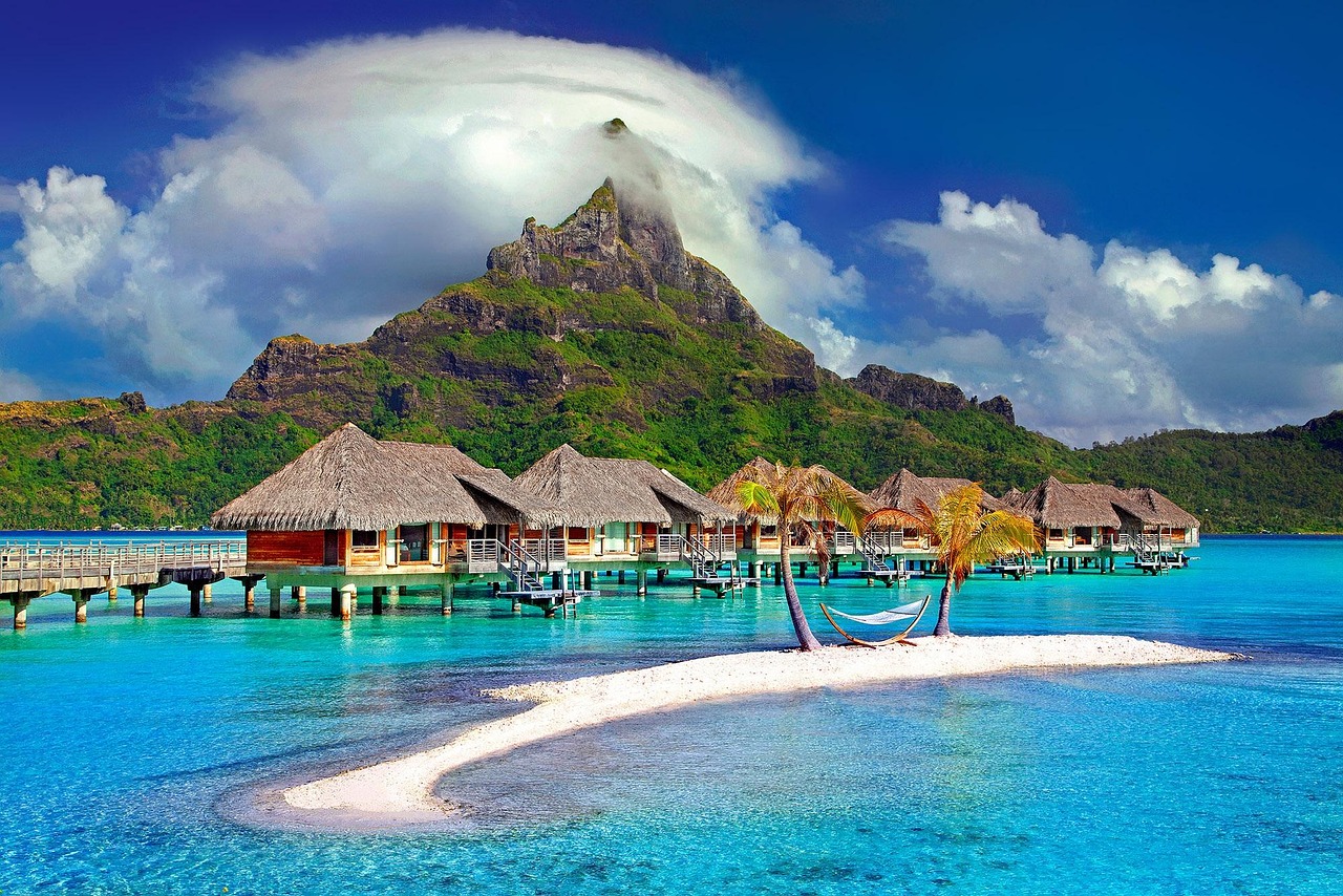 Hotel Resort Pool Luxus - bora bora, insel, karibik, tahiti, polynesien, paradies, reise, meer, natur, fra